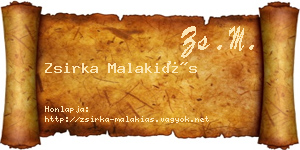 Zsirka Malakiás névjegykártya